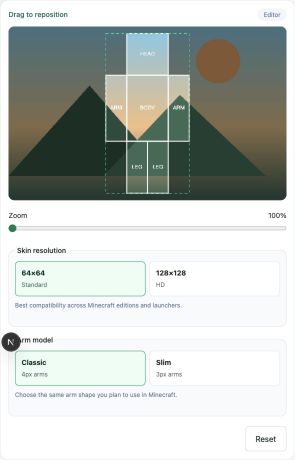 Positioning an image inside the Minecraft skin body guide